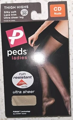 1 Par de Peds Damas Hasta el Muslo Sedoso Suave Encaje Borde Ultra Transparente Pierna Talla CD Desnudo Foto 1 de 2