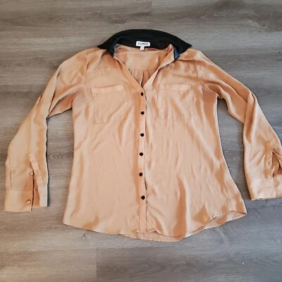 Blusa Express Portofino Marrón Cuero Negro Cuello Para Mujer Mediana Poliéster Foto 1 de 4