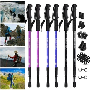2X Trekking Poles Nordic Walking Sticks Adjustable Anti-shock Hiking Alpenstock - Picture 1 of 12
