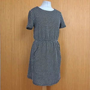 Warehouse Dress 14 Black White Polka Dot Zip Pockets Short Length - Picture 1 of 8