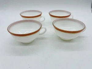 Vintage Pyrex Flamingo Pink Gold Trim Coffee Cups Set of 4 - Picture 1 of 16