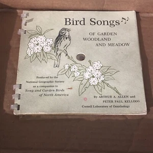 VTG 1964 Bird Songs of Garden Woodland Meadow 33 RPM Records Book Allen Kellogg - Picture 1 of 17