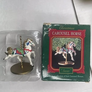 1989 Hallmark Keepsake Ornament "Snow”Carousel Horse Series With Box - Picture 1 of 7