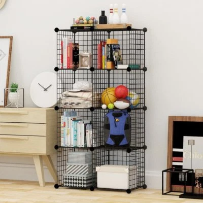 4 to 25 Cube Black DIY Wire Storage Shelves Cabinet Metal Display Shelf Toy Book - image 1 of 4