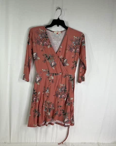 NWOT Wishful Park Women's Salmon Floral Wrap Dress - Size L - Picture 1 of 3