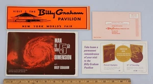 1964 New York Worlds Fair Billy Graham Pavilion Ephemera + Unused Bumper Sticker - Picture 1 of 3