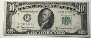 1950 D $10 Ten Dollar Bill Federal Reserve Note  New York, NY Vintage Currency - Picture 1 of 8