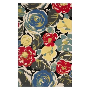Four Seasons Collection 2'4" x 4' Black/Multi FRS437A Hand-Hooked Accent Rug - Picture 1 of 4