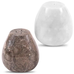 Marble Salt and Pepper Shakers Set of 2 Oceanic & White 2.3" Salt & Sugar Con... - Bild 1 von 7
