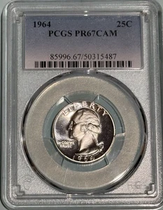 1964 Proof Washington Silver Quarter, PCGS PR-67 - Picture 1 of 3