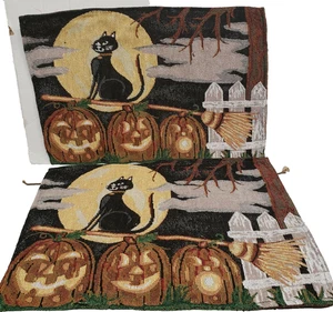 2er Set Gobelin Tischsets, 13"x19", Halloween, schwarze Katze, Jack-o'-Laterne Kürbis - Bild 1 von 12