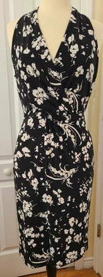 New LAUREN RALPH LAUREN Size 12 Women's MIDI DRESS Black White MSRP $125 - Image 1 of 4