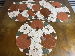 Fall Harvest Autumn Pumpkin Patch 15in Place Mat Set of 6 Sam Hedaya 2015 - Picture 1 of 7