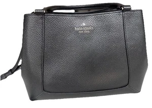 Kate Spade Lena Medium Satchel Handbag Black Pebbled Leather - Imagen 1 de 11