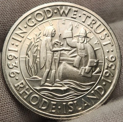 1936-P Rhode Island Commemorative Half Dollar - Choice BU, Great Type Coin CHRIb - Image 1 of 2