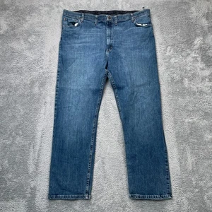 Wrangler Jeans Herren 46x32 Blau Performance Series Straight Leg Logo Denim Work - Bild 1 von 9