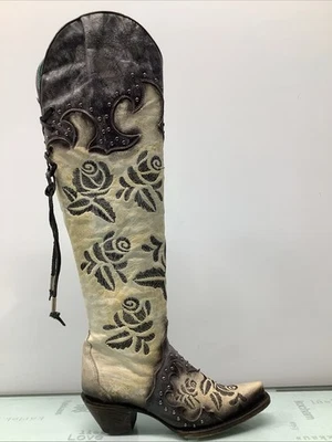 Corral Boots Rose Embroidery Western Over The Knee Boots Womens 6M Preowned. - Image 1 of 4