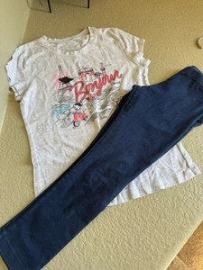 Justice Kids Girls Sz 7-8 Lot Of 2 T-shirts And Legging - Picture 1 of 7