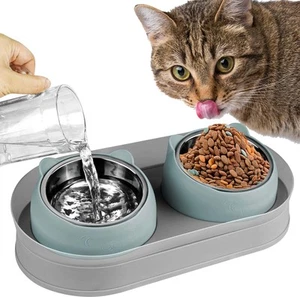 Elevated Cat Food Bowls, Raised Bowl with Stand, Stainless Steel, Tilted Anti... - Bild 1 von 7