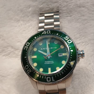 Reloj Android Acero Inoxidable Sólido Cuarzo Divemaster 200 AD765 (Esfera Verde) Foto 1 de 4