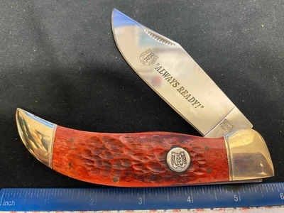 Rough Rider Big Clasp Knife, Jigged Red Bone Handles - Image 1 of 4