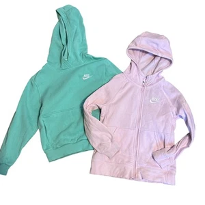 Nike Zip Up Hoodie Sweatshirt Bundle Green Pink Girls size Small - Picture 1 of 5