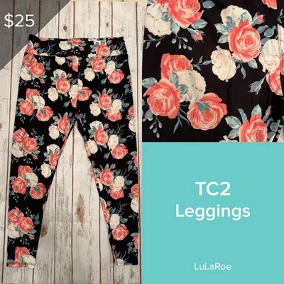 LuLaRoe NUEVO Leggings TC2 Alto y Curvilíneo 2 Leggings Suaves Mantecosos Florales Foto 1 de 2