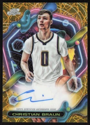 2023-24 Topps Chrome Cosmic Autograph Variation Gold Christian Braun /50 Nuggets - Image 1 of 2
