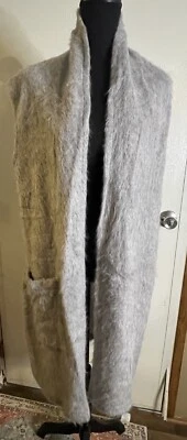 Chaleco Bryn Walker Mujer Gris Algodón Orgánico Mezcla Alpaca Cortina Abierta Talla M Foto 1 de 4