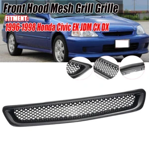 For 1996-98 Honda Civic JDM CX DX Carbon fiber Mesh Front Hood Grille Grill - Picture 1 of 9