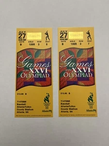 1996 JULY 27 ATLANTA OLYMPIC TICKET MINT *BASEBALL* Set Of 2 (Day Of Bombing) - Picture 1 of 2