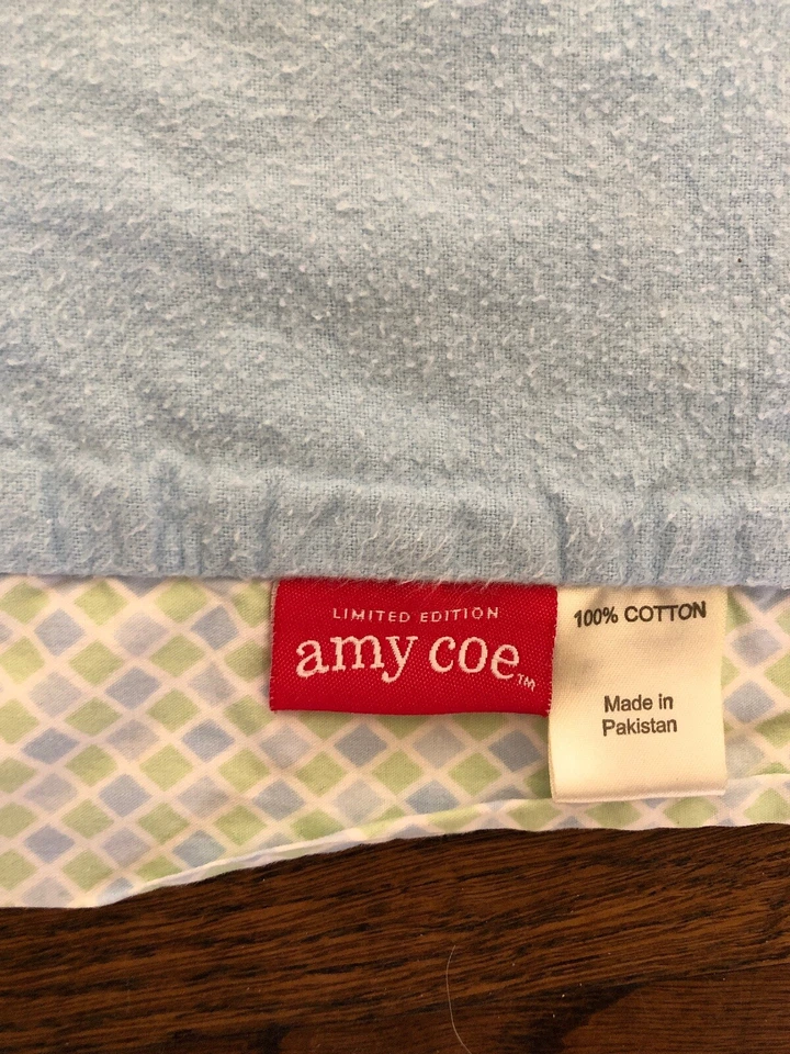 Manta de bebé Amy Coe Target 2003 azul blanco verde algodón guinga a cuadros usada en excelente estado de colección Foto 1 de 4