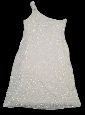 Vestido para mujer Aidan Mattox|| Color: blanco con lentejuelas|| Talla: 4 Foto 1 de 4