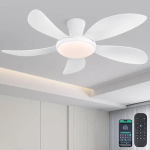 122 Cm Ventilatori a Soffitto Basso Con Luci E Telecomando/App, Bianco Con Motor - Foto 1 di 12