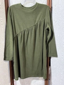 Women's Shein Army Green Fleece Tunic Dress TOP Size Medium MUST SEE !!! - Picture 1 of 6