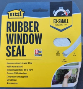 (3 Pk) M-D 10-ft x 1/8" 3/8-in Ex-Small White Window Seal Rubber Window - Picture 1 of 2
