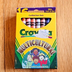 NEW Vintage Crayola Multicultural Crayons 16 Colors Skin Hair & Eye Tones 1998 - Picture 1 of 5