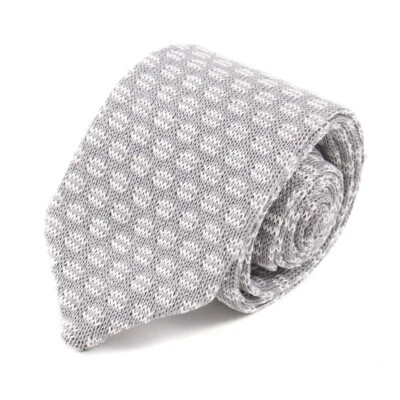 Corbata de algodón tejida jacquard gris claro y blanco RODA de 2,25" de ancho nueva con etiquetas Foto 1 de 3