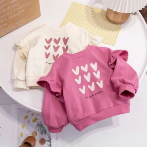 Top primaverili da bambina carino casual top pullover amore girocollo felpa con cappuccio top da bambino - Foto 1 di 19