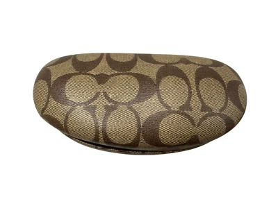 Coach est. 1941 Signature Sunglasses Hardcase Clamshell Hinge Snap Brown Case - Imagem 1 de 4