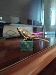 Parrot Bird Metal Figure Brass with marble Sculpture decor bronze b - Picture 1 of 4