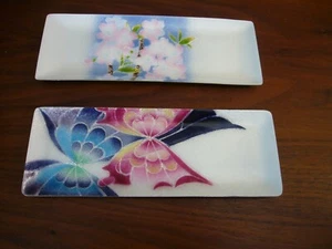 2 TUTANKA ENAMEL CLOISONNE Butterfly Blossom TRAY 9.25" x 3 3/8" W/STICKER LN - Picture 1 of 7