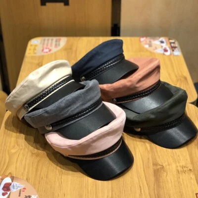 Mujeres Violinista Gorra Imitación Cuero Visera Boina Gorra Newsboy Paperboy Marinero Militar Foto 1 de 4