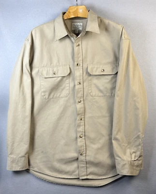 Cabela’s Button Up Shirt Mens XL Tall Soft Canvas Beige Hunting Farm Chore Shirt - Image 1 of 4