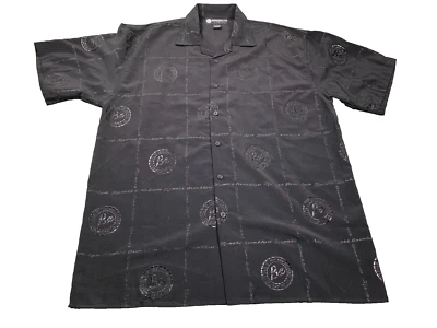 Brooklyn Xpress Shirt Men Large Black Button-Up All Over Logo Streetwear Y2K - Image 1 of 4