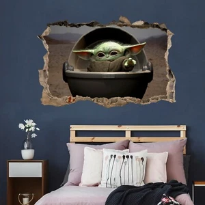 Star Wars Baby Yoda 3D Smashed Wall Removable Decal Sticker Room Decor Gift - Bild 1 von 7