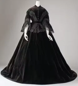 Victorian Civil War Dark Brown Velvet Dress Duchess Victorian Day Dress Costume - Picture 1 of 8