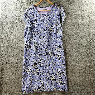 Feathers Womens Shift Dress Size L Blue White Black Yellow Sleeveless - Image 1 of 4