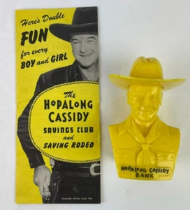 Banca club di risparmio Hopalong Cassidy gialla anni 50 con brochure club di risparmio - Foto 1 di 12