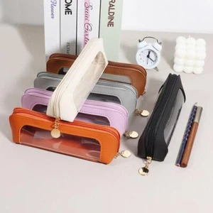 PVC Federmäppchen transparent dreieckig Schreibwaren Tasche große Kapazität Aufbewahrung - Bild 1 von 17